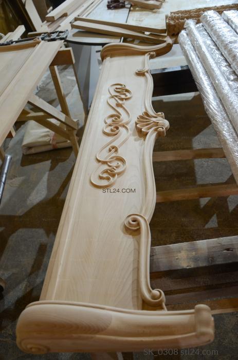 Headboard (Classic headboard with wave contour, SK_0308) 3D models for cnc